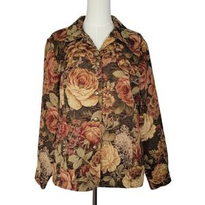 TOG Shop VTG Blazer Floral Tapestry Sz XL Cottagecore Country Grannycore Artsy